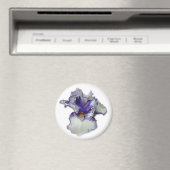 Aimant Fleur Iris à fond bleu et blanc (In Situ (Lave-vaisselle))