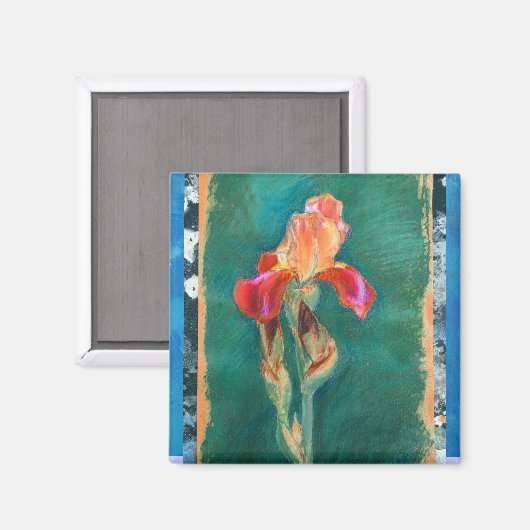 Aimant Fleur Iris colorée (Recto/Verso)