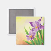 Aimant Fleur Iris Dessin À La Main (Recto/Verso)