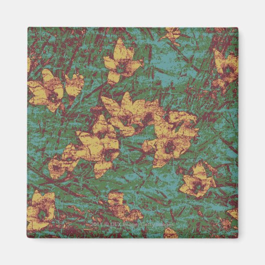 Aimant Fleur jaune contre camouflage feuille motif 2 (Devant)