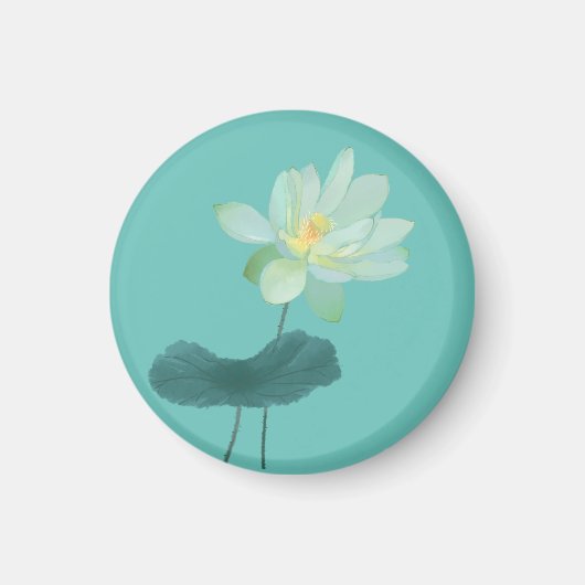 Aimant Fleur Lotus Vert Zen Asiatique Inspiré (Devant)