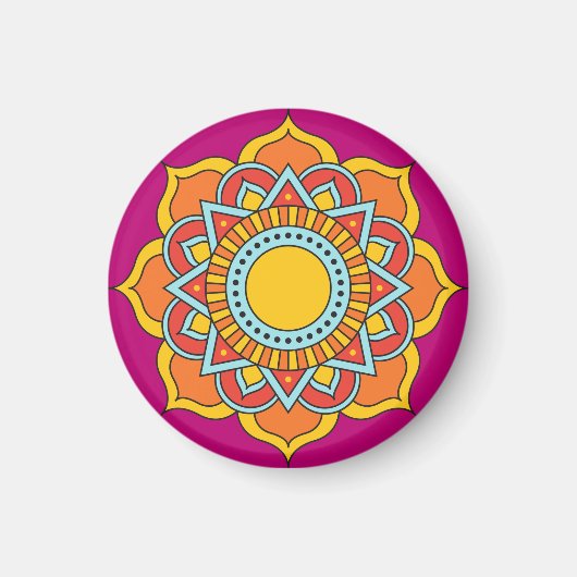 Aimant Fleur Mandala rouge géométrique-54567 (Devant)