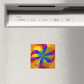 Aimant Fleur métallique Abstraite arc-en-ciel (In Situ (Lave-vaisselle))