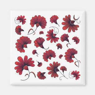 Aimant Fleur Motif Vector Carnation Rouge