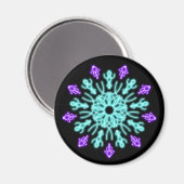 Aimant Fleur néon turquoise et violet (Recto/Verso)