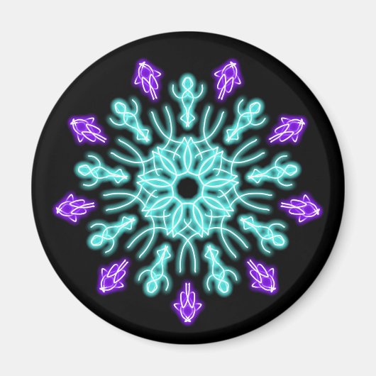 Aimant Fleur néon turquoise et violet (Devant)
