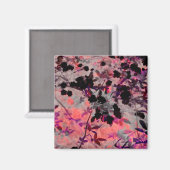 Aimant Fleur noire rouge motif graphisme (Recto/Verso)