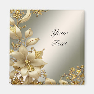 Aimant Fleur Or