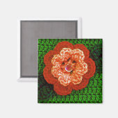 Aimant Fleur orange avec Crochet Feuille verte Imprimer s (Recto/Verso)