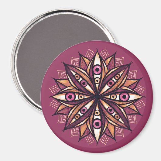 Aimant Fleur psychédélique avec yeux Déplaisants trippant (Recto/Verso)