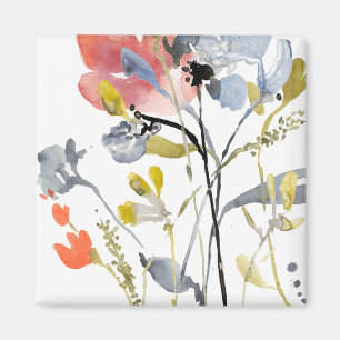 Aimant Fleur recouverte - fleurs de pastel d'aquarelle