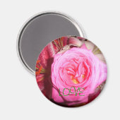 Aimant fleur rose, AMOUR (Recto/Verso)