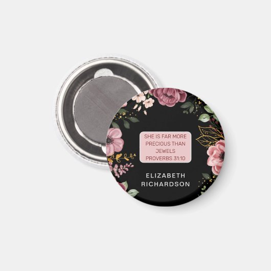 Aimant Fleur rose et noire Proverbes 31 (Recto/Verso)