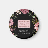Aimant Fleur rose et noire Proverbes 31 (Devant)
