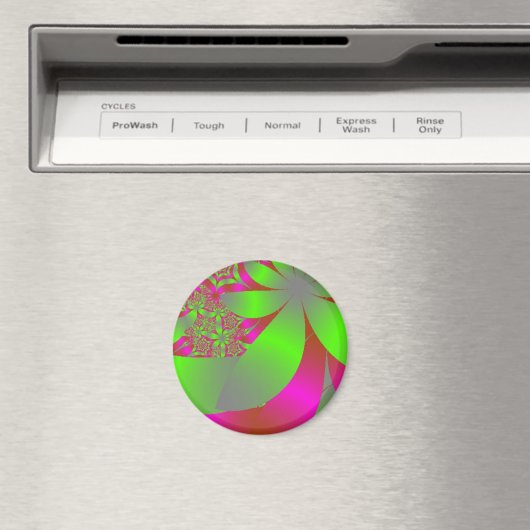 Aimant Fleur rose et vert brillant (In Situ (Lave-vaisselle))