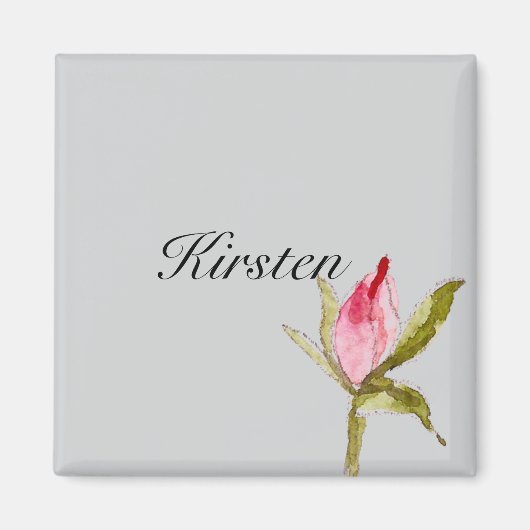 Aimant Fleur rose rose gris (Devant)