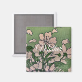 Aimant Fleur rose verte  (Recto/Verso)