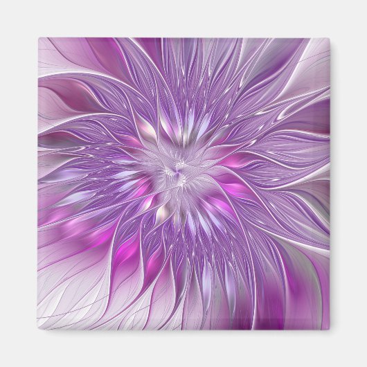 Aimant Fleur Rose Violet Passion Abstrait Art Fractal (Devant)