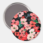 Aimant Fleur rouge aquarelle (Recto/Verso)