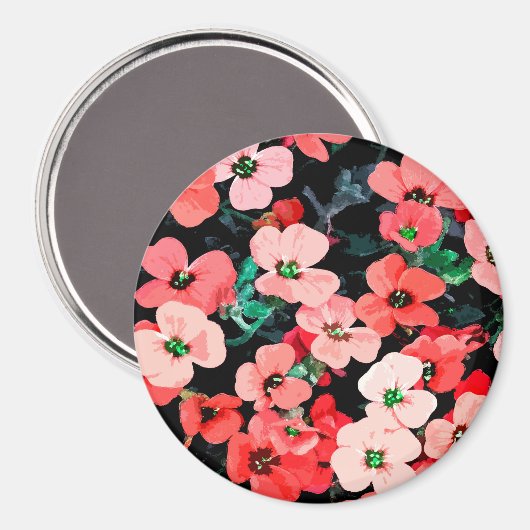 Aimant Fleur rouge aquarelle (Recto/Verso)