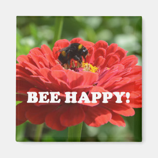 Aimant Fleur rouge Bee Happy