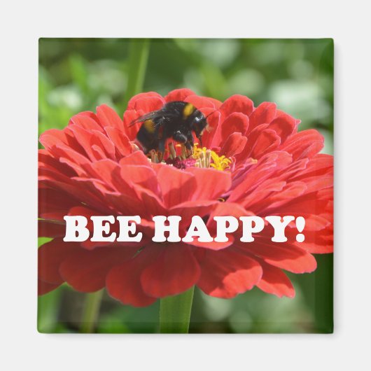 Aimant Fleur rouge Bee Happy (Devant)