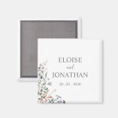 Aimant Fleur sauvage Delicate Floral Enregistrer La Date  (Recto/Verso)