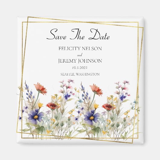 Aimant Fleur sauvage Enregistrer La Date (Devant)