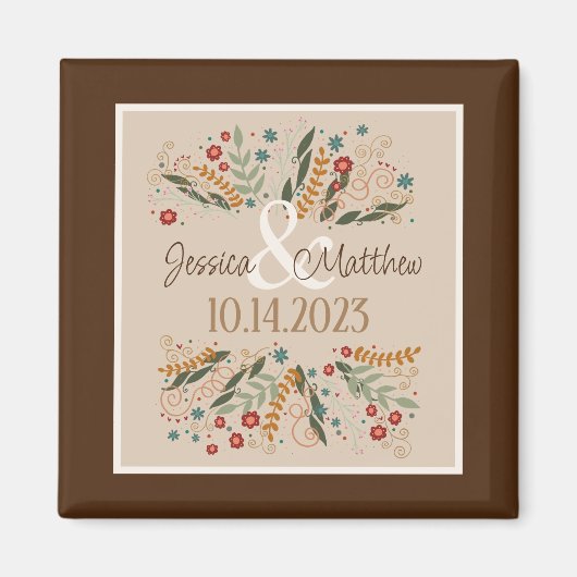 Aimant Fleur sauvage Mariage Moderne Élégante Inspirété (Devant)