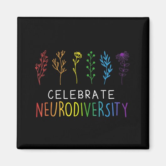 Aimant Fleur Sensibilisation sur l'autisme DE NEURODIVERS (Devant)