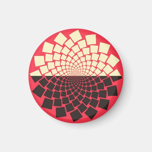 Aimant Fleur stylisée : noir rouge ivoire (Devant)