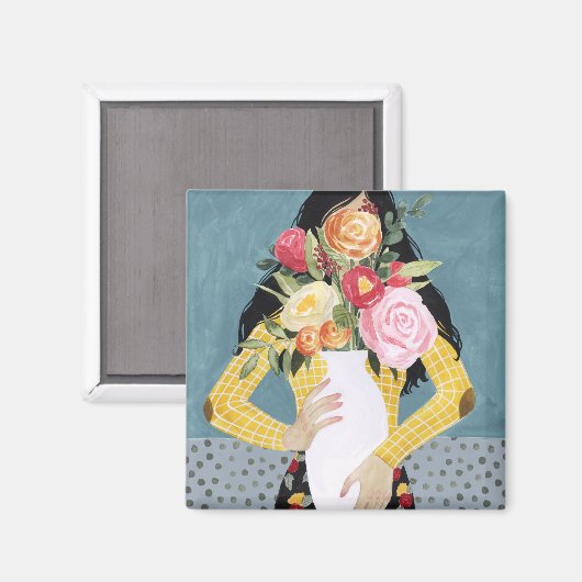Aimant Fleur Vase fille (Recto/Verso)