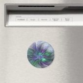 Aimant Fleur vert violet Art Abstrait moderne Fractal (In Situ (Lave-vaisselle))