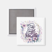 Aimant Fleur violette arrêtez et respirez les fleurs (Recto/Verso)