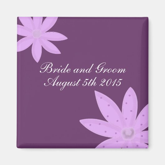 Aimant Fleur Violette Enregistrer la Date (Devant)