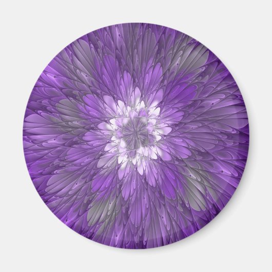 Aimant Fleur Violette Psychedelique Art Fractal Abstrait (Devant)