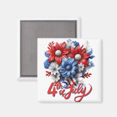 Aimant Fleurs 4 juillet en bleu blanc et bleu patriotique (Recto/Verso)