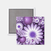 Aimant Fleurs abstraites et cœurs fractals de l'amour (Recto/Verso)