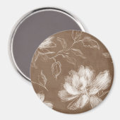 Aimant Fleurs Abstraites Marron Blanc (Recto/Verso)