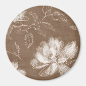 Aimant Fleurs Abstraites Marron Blanc (Devant)