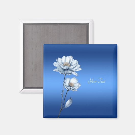 Aimant Fleurs Aquarelle Bleue (Recto/Verso)