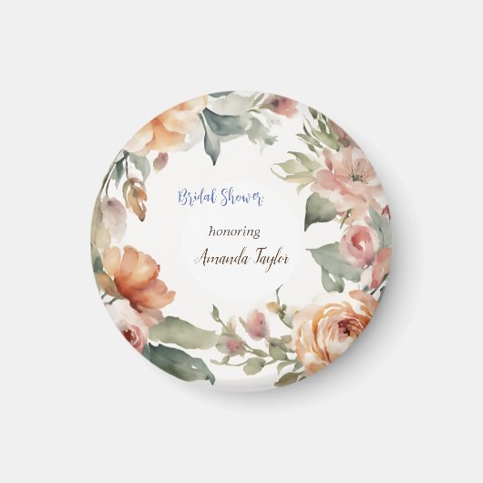 Aimant Fleurs Aquarelle Mariage Minimaliste (Devant)