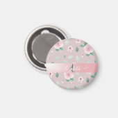 Aimant Fleurs aquarelles chic monogramme (Recto/Verso)