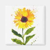 Aimant Fleurs aquarelles jaune tournesol aquarelle (Devant)