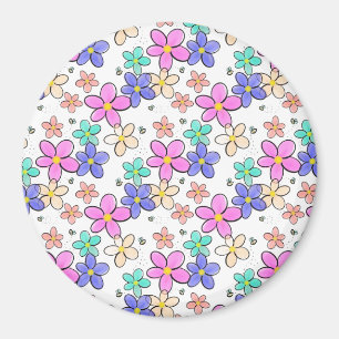 Aimant fleurs arc-en-ciel colorées lumineuses abeilles bo