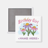 Aimant Fleurs bêtes fille d'anniversaire (Recto/Verso)