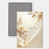 Aimant Fleurs Blanches et Dorées (Recto/Verso)