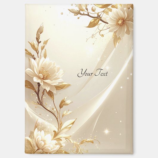 Aimant Fleurs Blanches et Dorées (Recto)