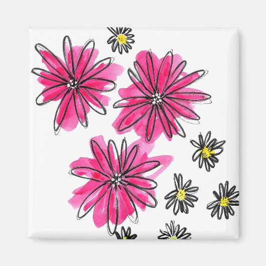 Aimant Fleurs blanches et roses (Devant)