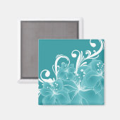 Aimant Fleurs blanches et rouleaux en bleu (Recto/Verso)